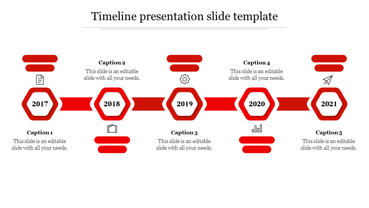 timeline presentation slide template-Red